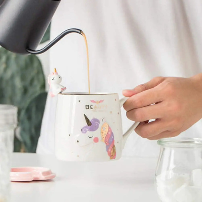 Deine zauberhafte Einhorn Tasse mit Deckel!