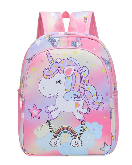 Niedlicher rosa Einhorn Rucksack im Cartoon-Design für Kindergartenkinder, aus robustem Nylon gefertigt