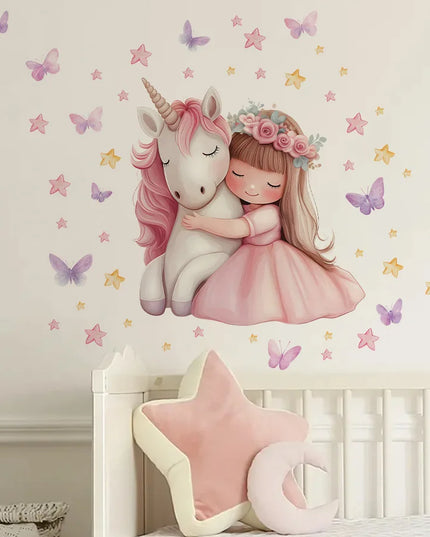 Blumenmädchen Einhorn Wandtattoo – So lieb!