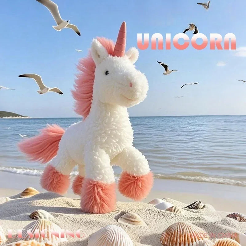Einhorn Kette mit stehendem Plüsch-Einhorn-Anhänger in verschiedenen Farben, weich und kuschelig