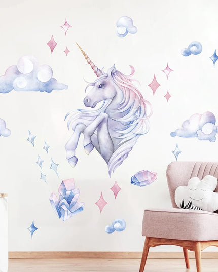 Dein Einhorn Wandtattoo mit Wolken &