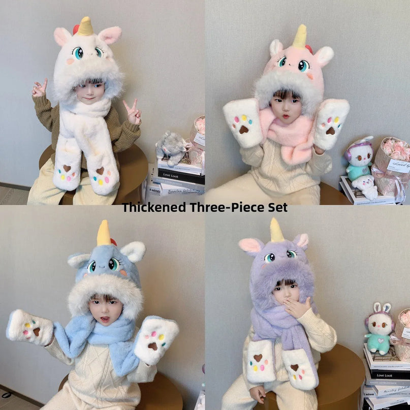 Deine strahlende Einhorn Plüschmütze Weiß!