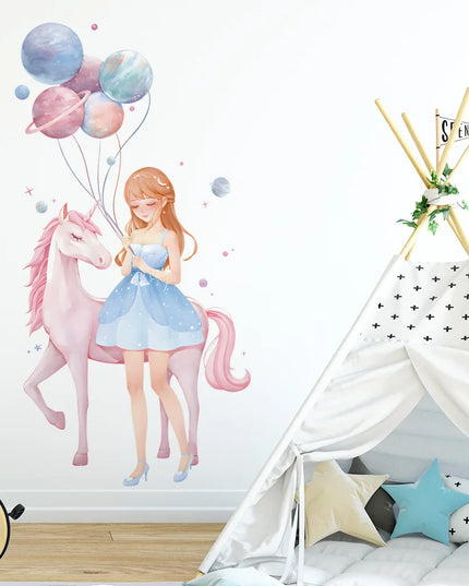Mädchen Einhorn Wandtattoo für dein Reich