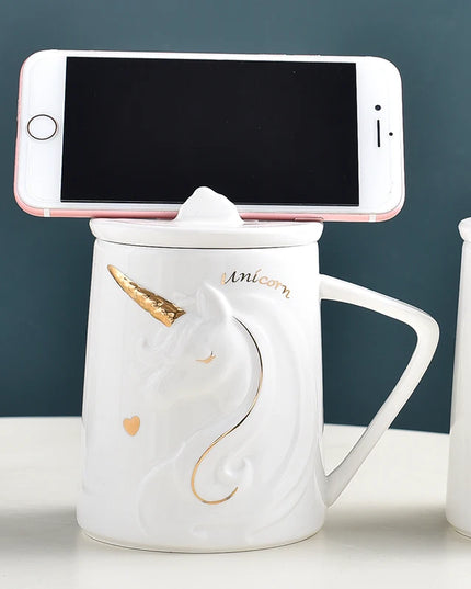 Deine clevere Einhorn Tasse mit Handyhalter!