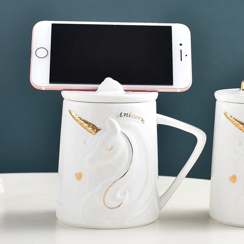 Deine clevere Einhorn Tasse mit Handyhalter!