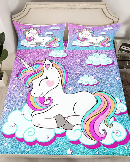 Einhorn Bettlaken mit Regenbogen und Einhorn-Motiven, weich und farbenfroh