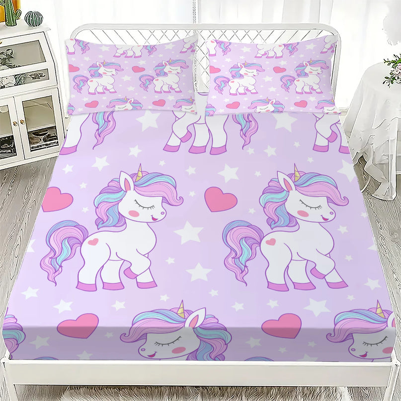 Pegasus Einhorn Bettlaken mit 3D-Muster für Kinder und Jugendliche, weich und farbenfroh