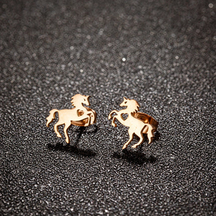 Glänzende Koala-Einhorn Ohrringe aus Edelstahl in Gold für Damen