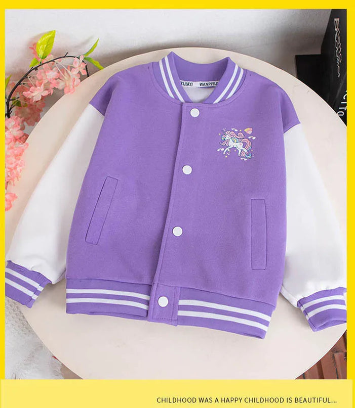 Deine coole Einhorn Baseball Jacke in Lila!