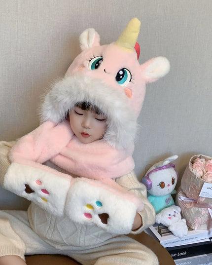 Deine kuschelige Einhorn Plüschmütze Pink!