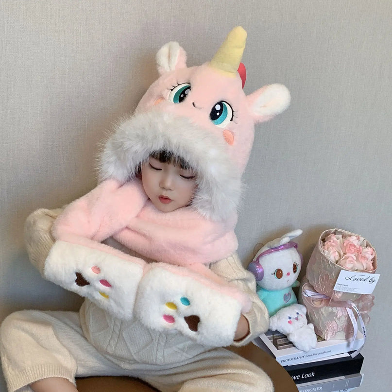 Deine kuschelige Einhorn Plüschmütze Pink!