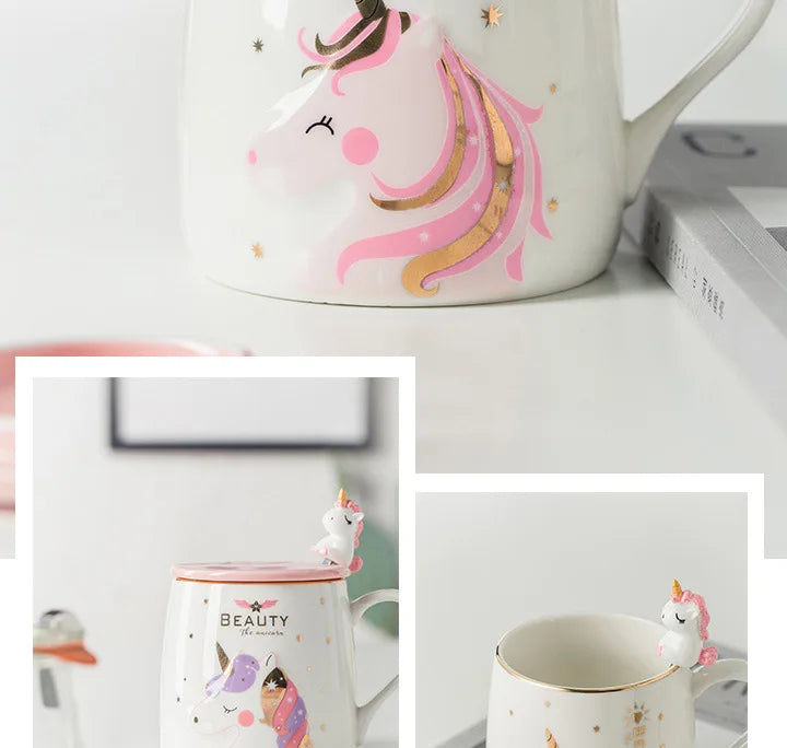 Deine glitzernde Einhorn Tasse mit Deckel!