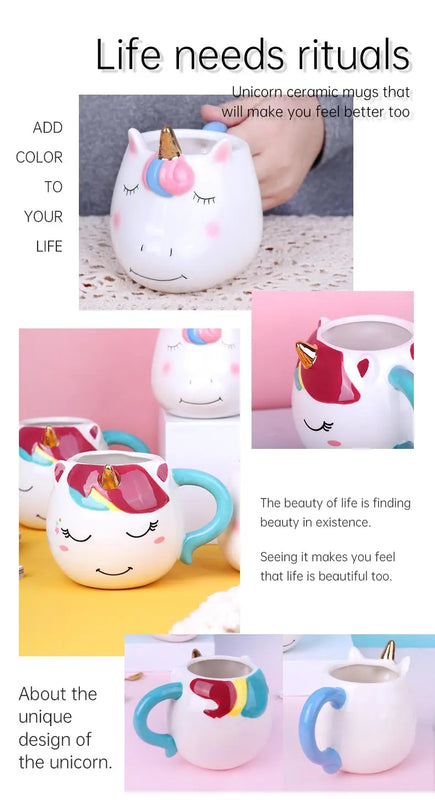 Deine handbemalte Regenbogen Einhorn Tasse!