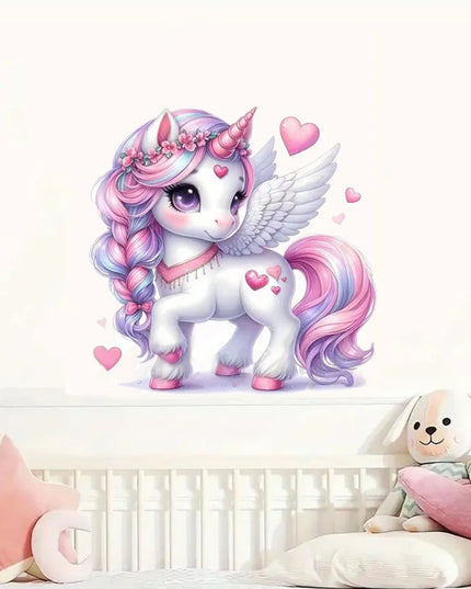 Pinkes Einhorn Wandtattoo für eine süße und verspielte Dekoration in deinem Zuhause oder Badezimmer