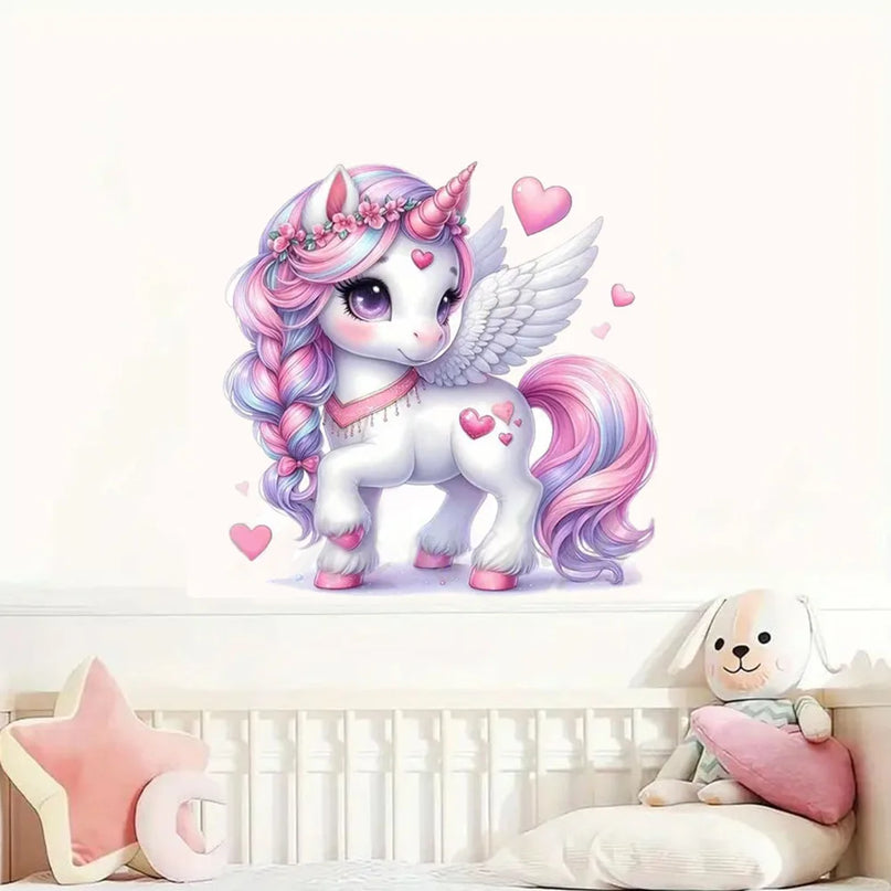 Pinkes Einhorn Wandtattoo für eine süße und verspielte Dekoration in deinem Zuhause oder Badezimmer