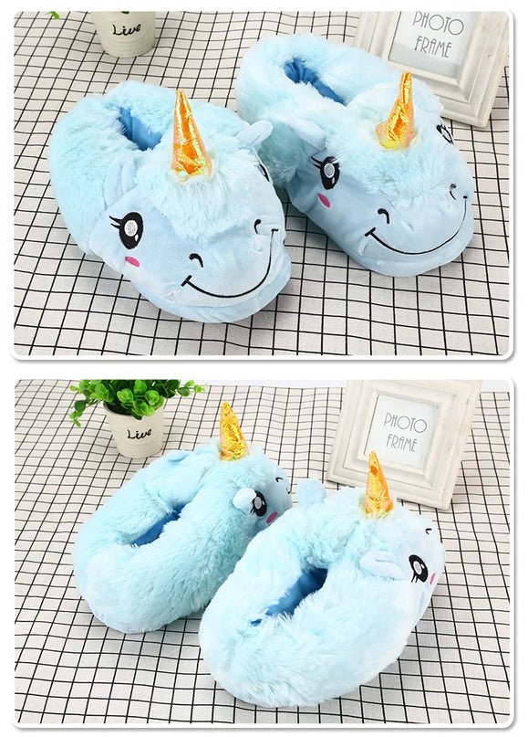 Warme Einhorn Hausschuhe für kuschelige