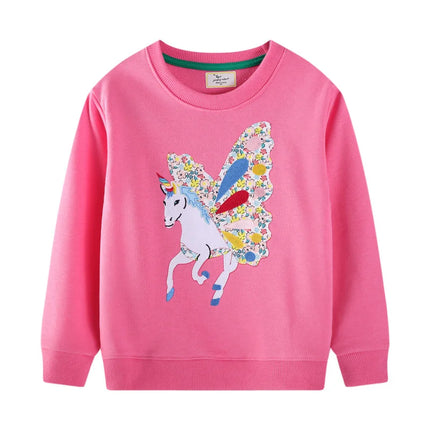 Mädchen-Sweatshirt mit farbenfrohem Einhorn-Motiv, langen Ärmeln und Rundhalsausschnitt für Kinder von 1-12 Jahren