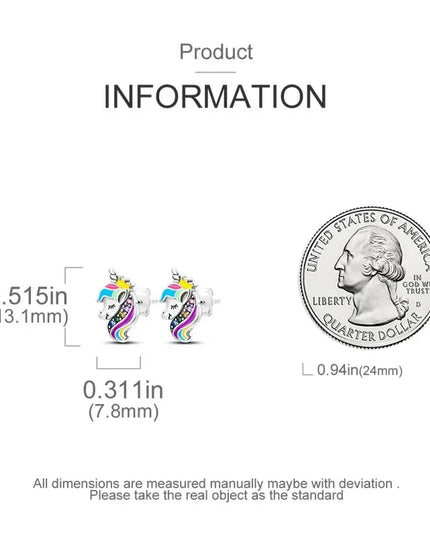 Süße Einhorn Ohrstecker aus 925 Silber