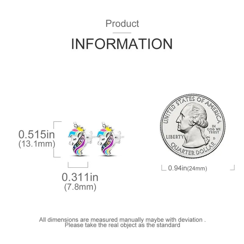 Süße Einhorn Ohrstecker aus 925 Silber