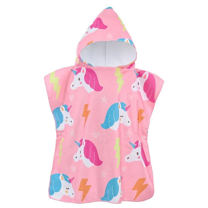 Einhorn Handtuch mit Kapuze in hellem Design für Kinder, aus Mikrofaser, perfekt für Strand oder Bad