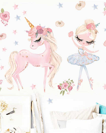 Dein fröhliches Einhorn Wandtattoo mit
