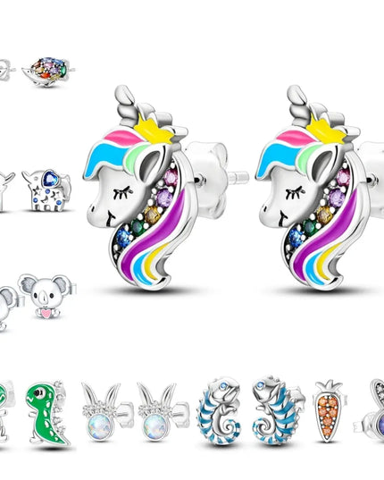 Süße Einhorn Ohrstecker aus 925 Silber