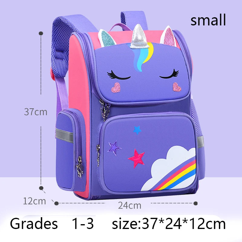 Lila Einhorn Rucksack mit großem Fassungsvermögen und wasserdichtem Oxford-Gewebe für Mädchen, ideal für Schule und Reisen