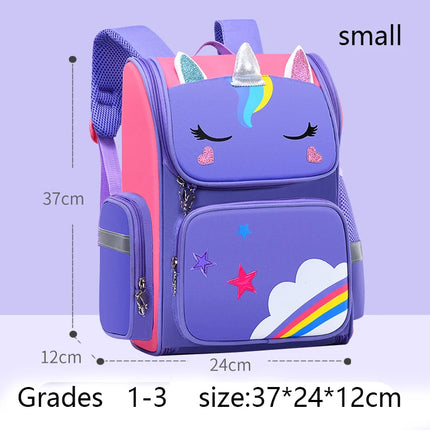 Lila Einhorn Rucksack mit großem Fassungsvermögen und wasserdichtem Oxford-Gewebe für Mädchen, ideal für Schule und Reisen
