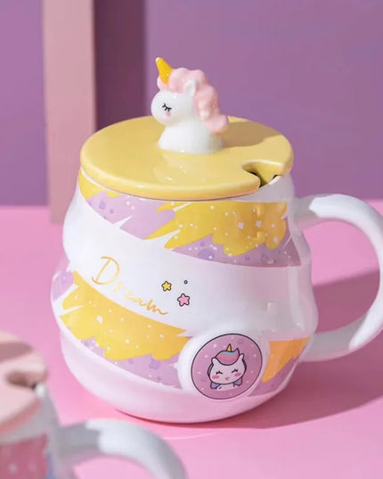 Deine süße Einhorn Tasse mit Deckel & Löffel!