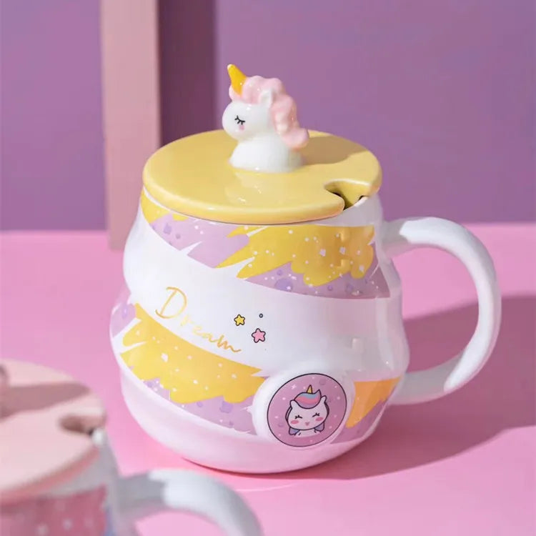 Deine süße Einhorn Tasse mit Deckel & Löffel!