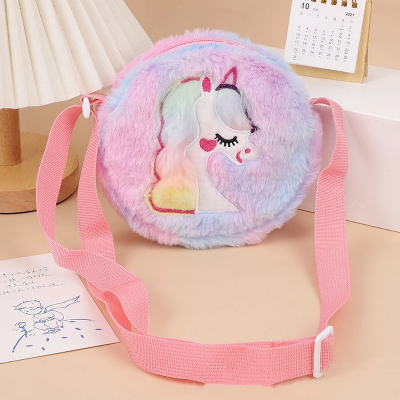 Süße Einhorn Plüsch Umhängetasche mit farbenfrohem Einhorn-Motiv für Kinder und Teenager