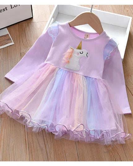Dein bezauberndes Einhorn Kleid Blau Langarm!