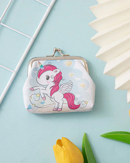 Kleine weiße Einhorn Geldbörse mit Tiermotiv und Verschluss, ideal für Kinder