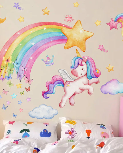 Regenbogen Einhorn Wandtattoo für dein Zimmer