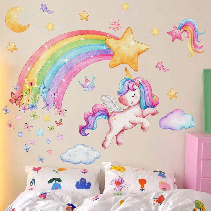 Regenbogen Einhorn Wandtattoo für dein Zimmer