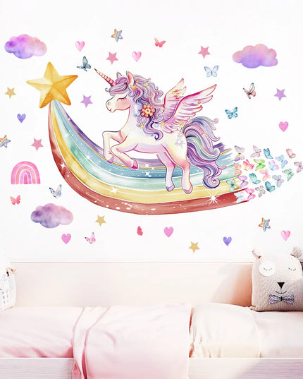 Regenbogen Einhorn Wandtattoo: Sterne &