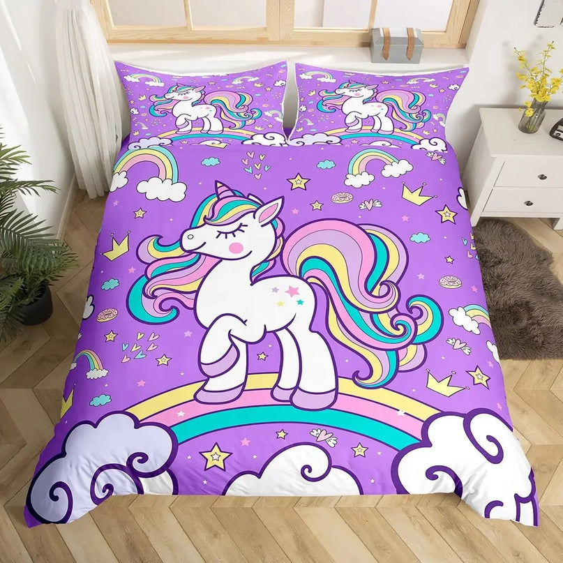 Deine Einhorn Bettwäsche für lila