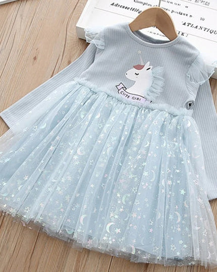 Blaues Einhorn Kleid Mädchen