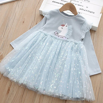 Blaues Einhorn Kleid Mädchen