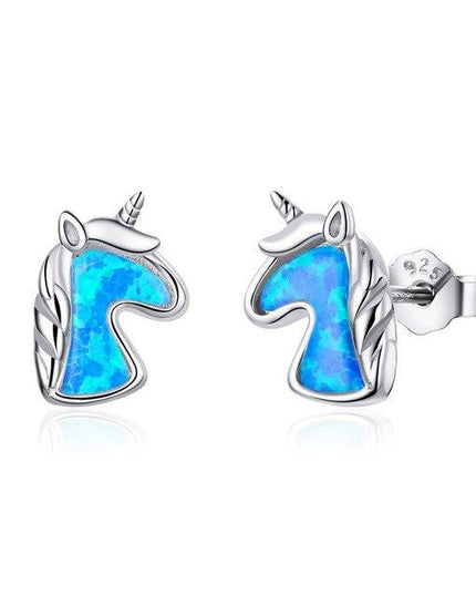 Einhorn Ohrringe Blau Glänzende