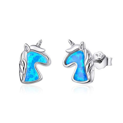 Einhorn Ohrringe Blau Glänzende