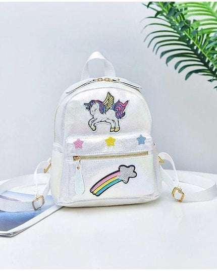 Weißes Einhorn Glitter Rucksack