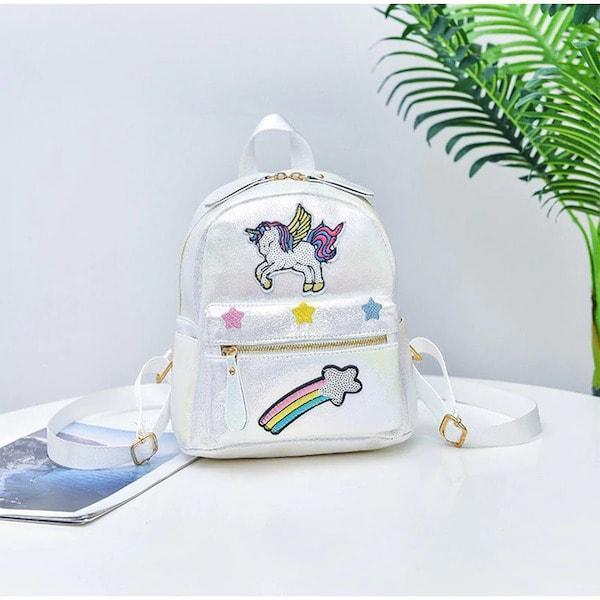 Weißes Einhorn Glitter Rucksack