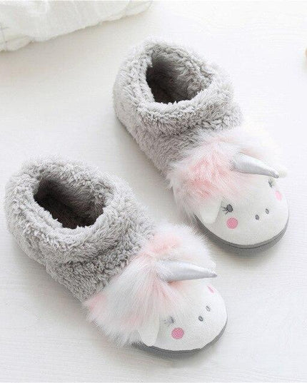 Einhorn Hausschuh Grau Pantoffeln