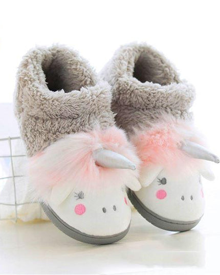 Einhorn Hausschuh Grau Pantoffeln