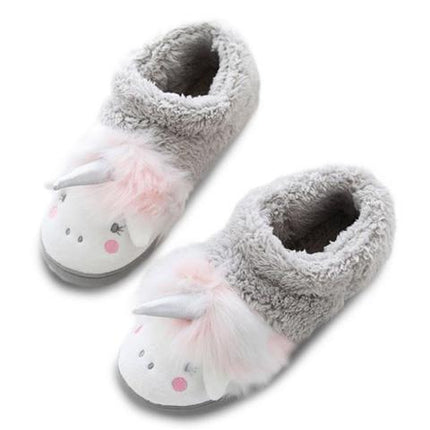 Einhorn Hausschuh Grau Pantoffeln