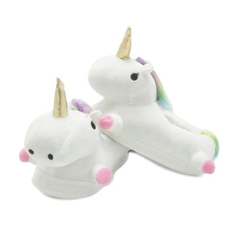 Gemütliche weiße Einhorn Hausschuhe