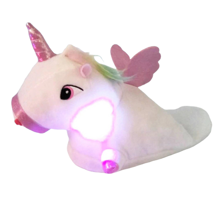 Leuchtend weiße Einhorn Hausschuhe