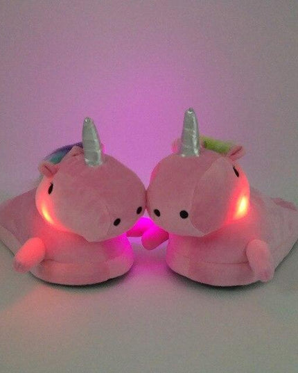 Leuchtendes Einhorn Hausschuhe Rosa