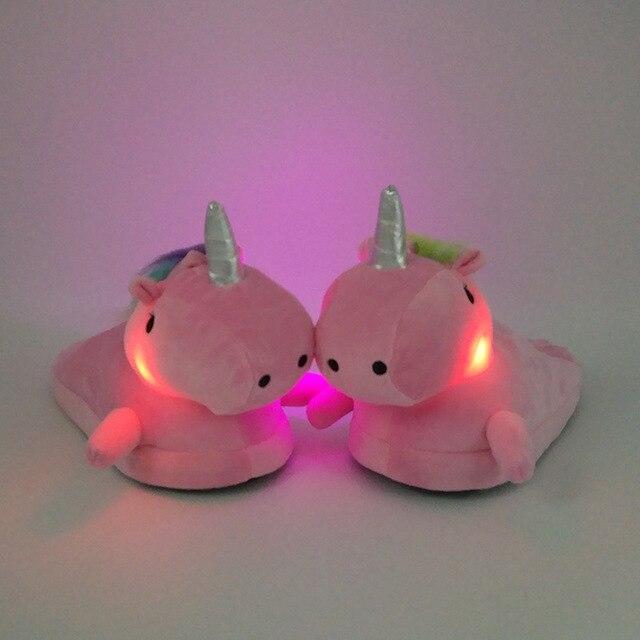 Leuchtendes Einhorn Hausschuhe Rosa